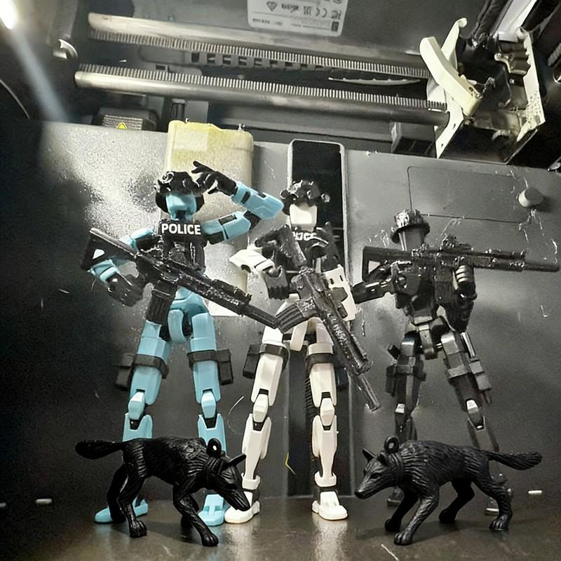 T13 Action Figure Police Style Military Theme Doll with K-9, Jointed Figure, Desktop Collection Decorative Ornament, Perfect for Collectors