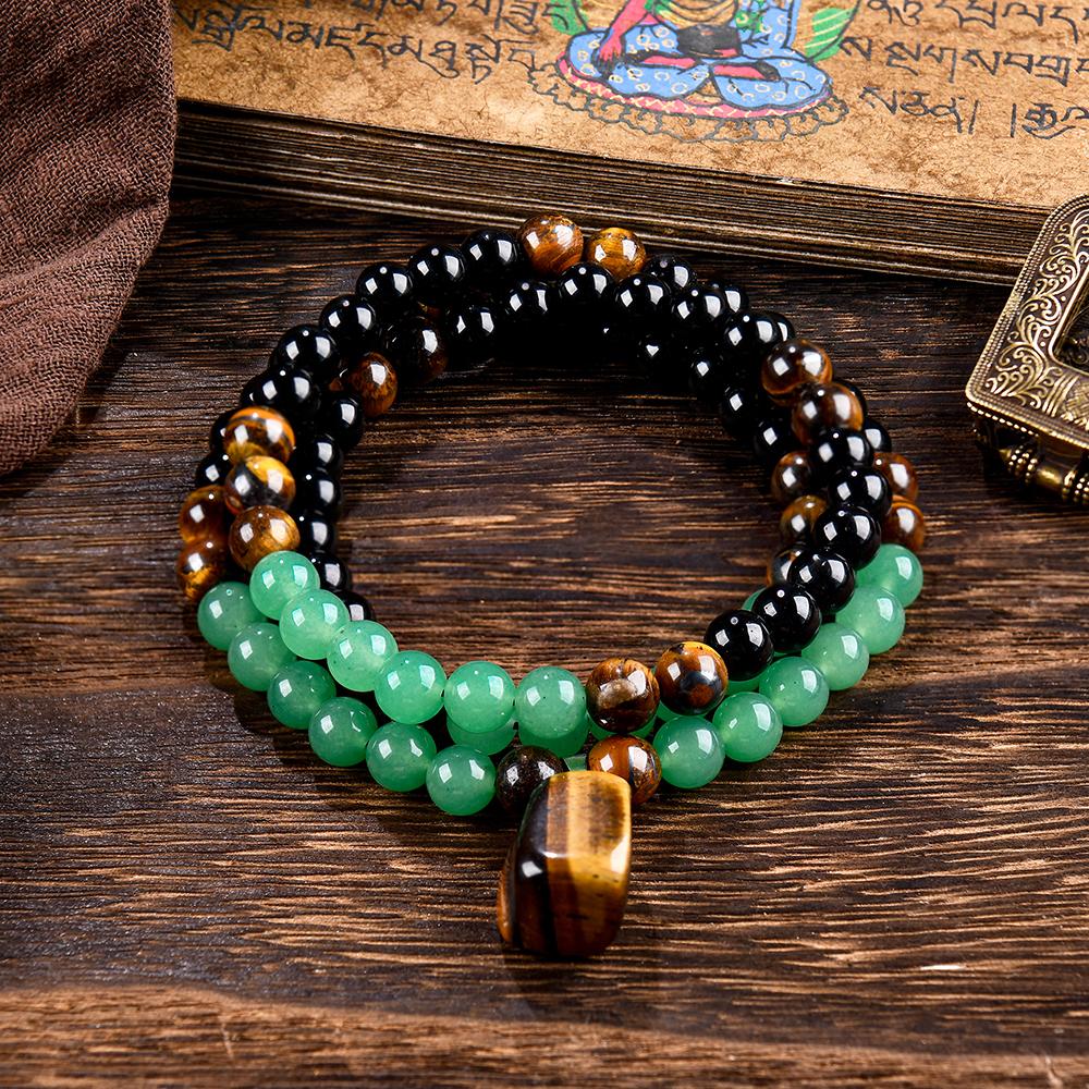 ARPURRAINA Money Attraction Necklace With GreenAventurine & Tiger Eye  Pendant Healing Crystal Stone ，Anniversary, Vacation &Theme Parties Jewelry Charms Abundance Crystal bracelet，Long Chain，Sweater chain，Ideal Gift Jewelry for Men and Women
