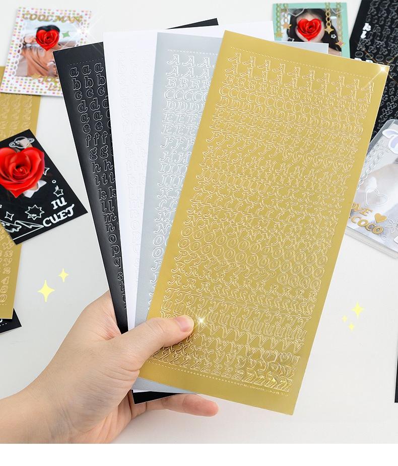 2/4Pcs Golden Silver Letter Number Stickers Bronzing Alphabet Scrapbooking Decorative Stickers DIY Diary Laptop Phone