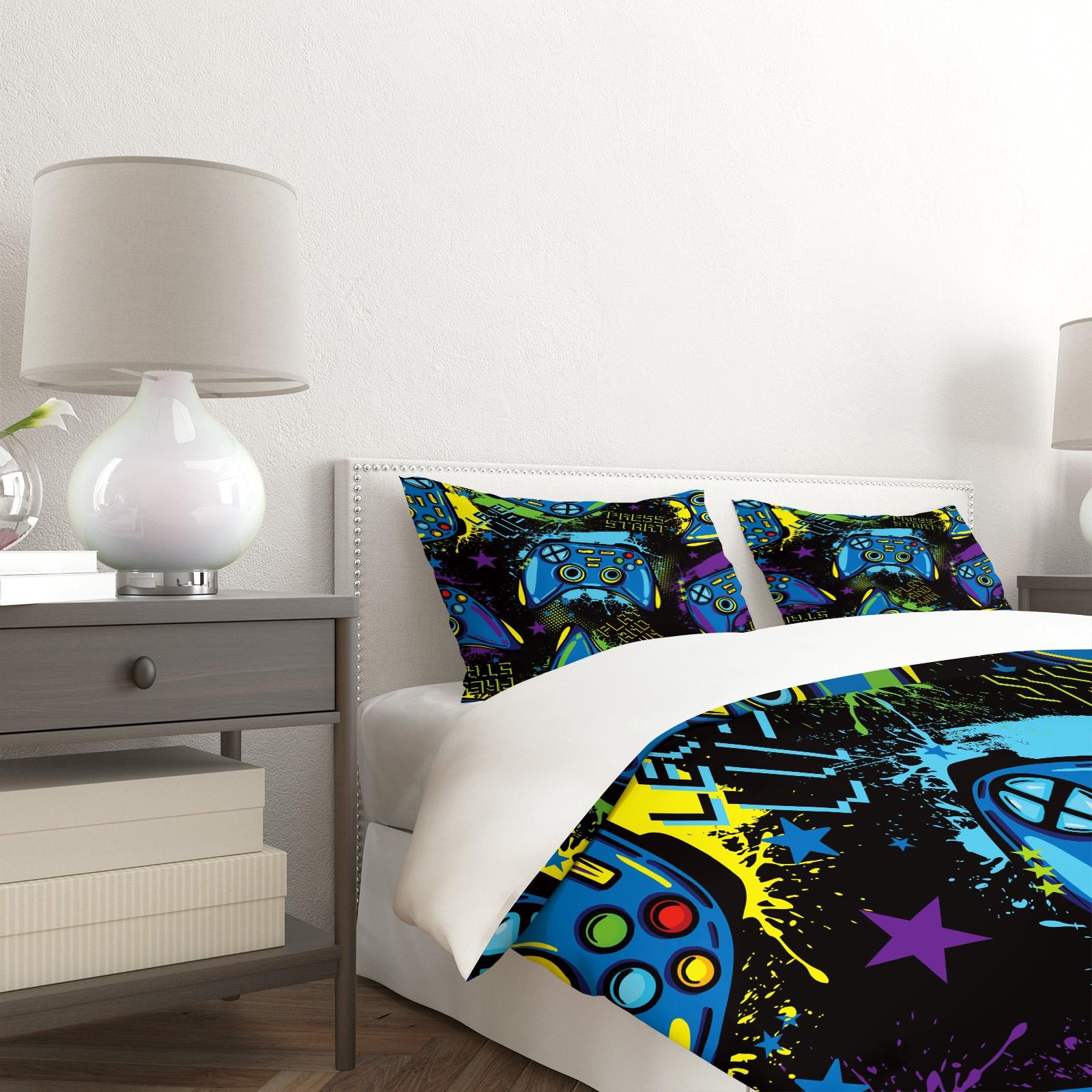 Game Controller Pattern Duvet Cover Set, Soft And Durable Bedding Set, Including 1 Duvet Cover And 1 Or 2 Pillowcases, Without Cotton Core, Suitable For Gaming Room Gifts, Bedroom Decorations