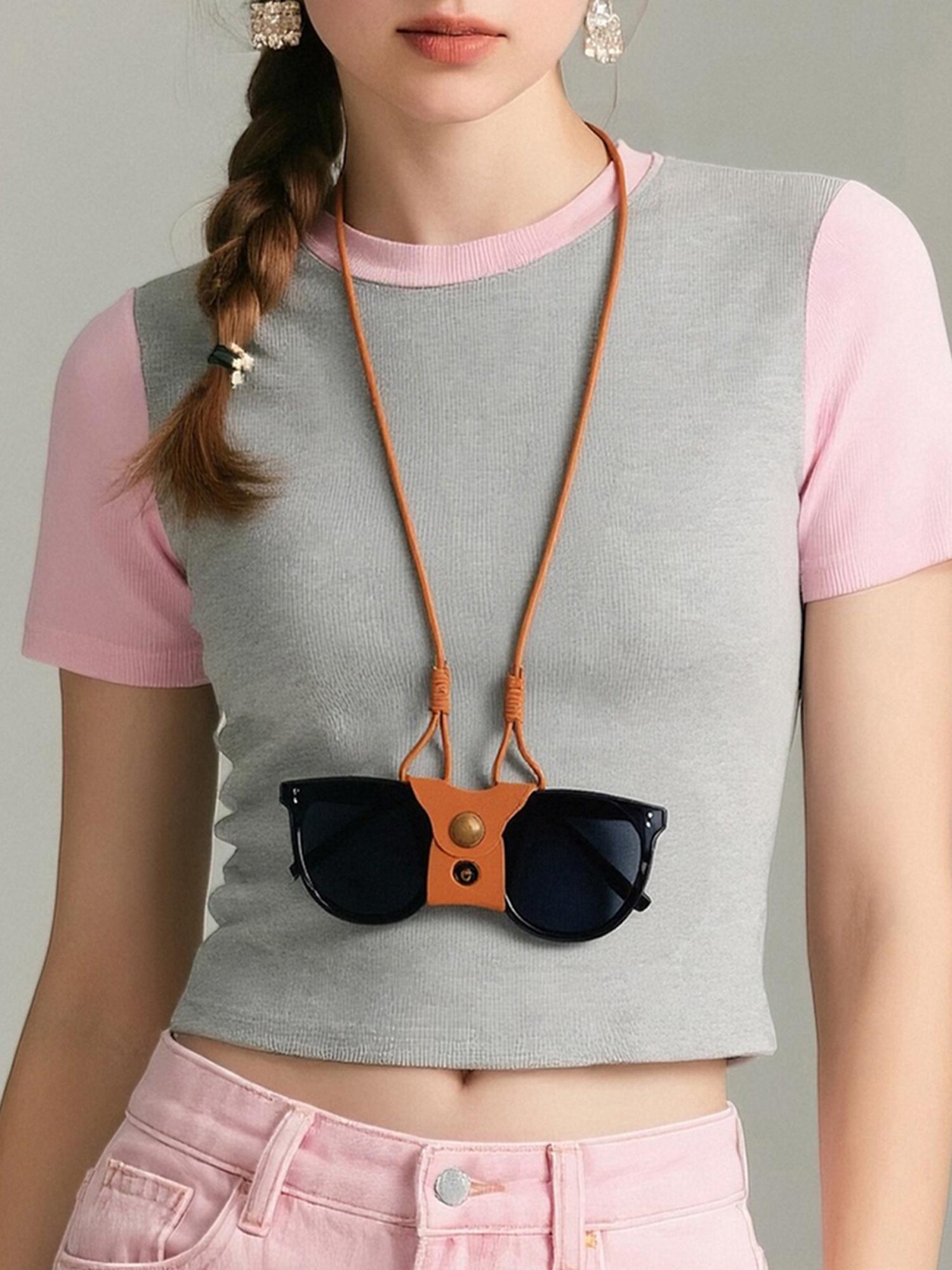 Portable minimalist solid color storage glasses travel case with lanyard, suitable for daily travel use, storing glasses and sunglasses, very suitable for outdoor activities, a must-have travel organizer for beach vacations.