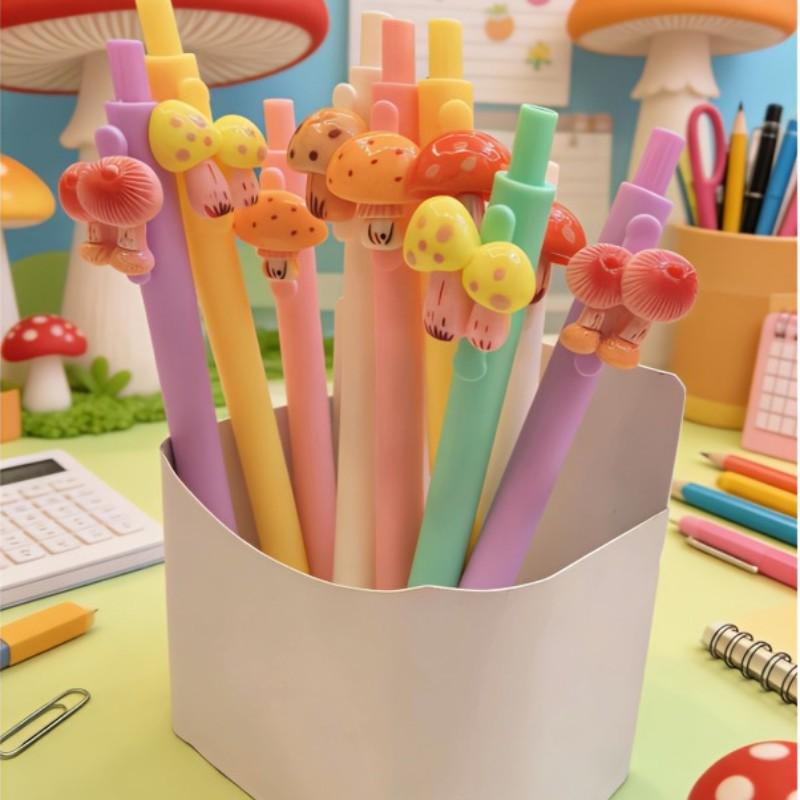 5/10 Pack Mushroom Series New Original High Aesthetic Cute Click Pen, Cartoon 0.5mm, Perfect for Office and School Supplies