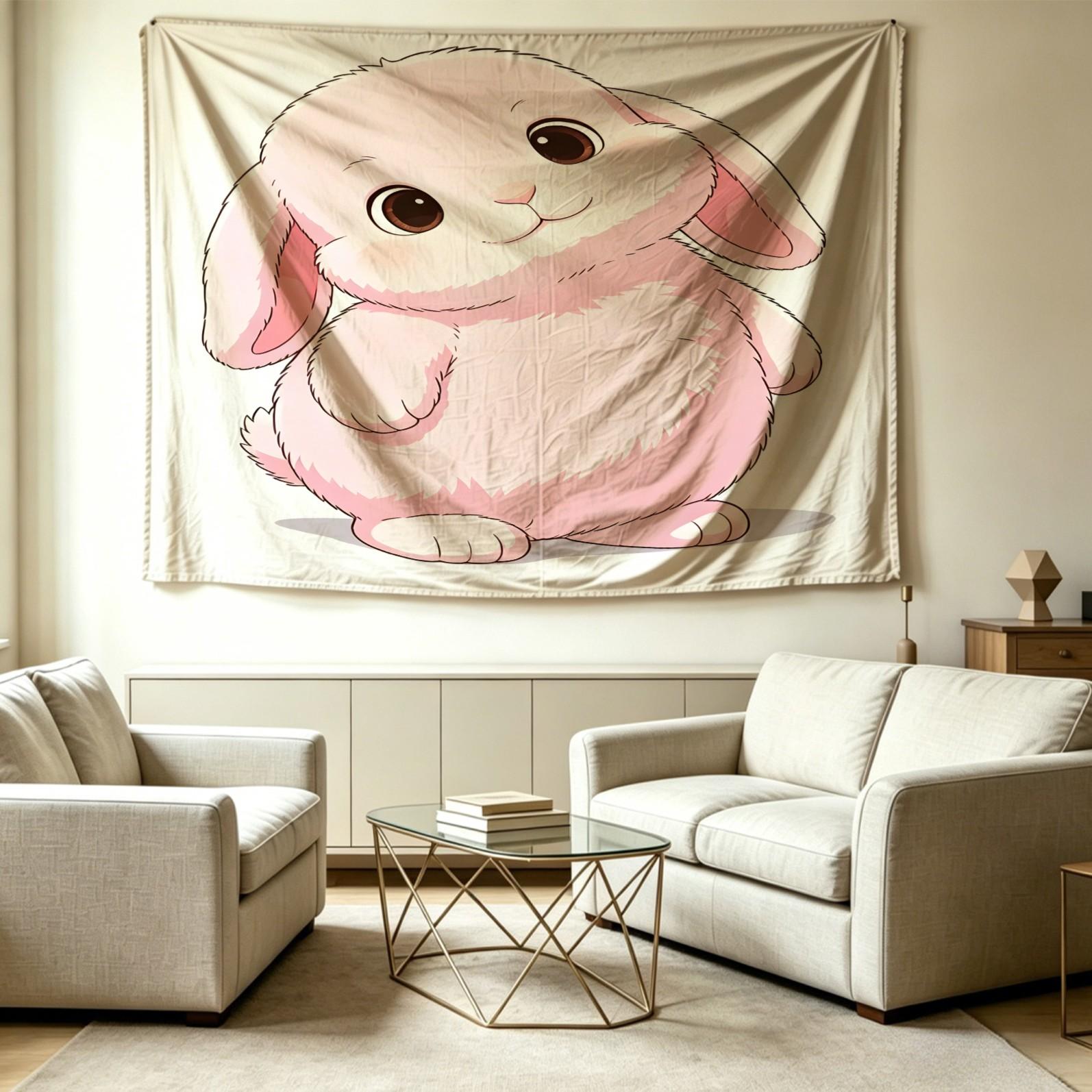 Giant Lop-Eared Bunny Wall Tapestry, Aesthetic Backdrop for Bedroom, School & Kindergarten Party, Photo Prop, Living Room Decor, Gift