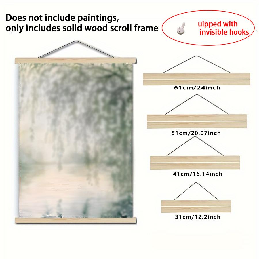 Solid Wood Scroll Picture Frames, 2 PC 31cm 41cm 51cm, Non-Marking Hooks, Wall Hanging Display Frames for Canvas Art, Home Office Decor