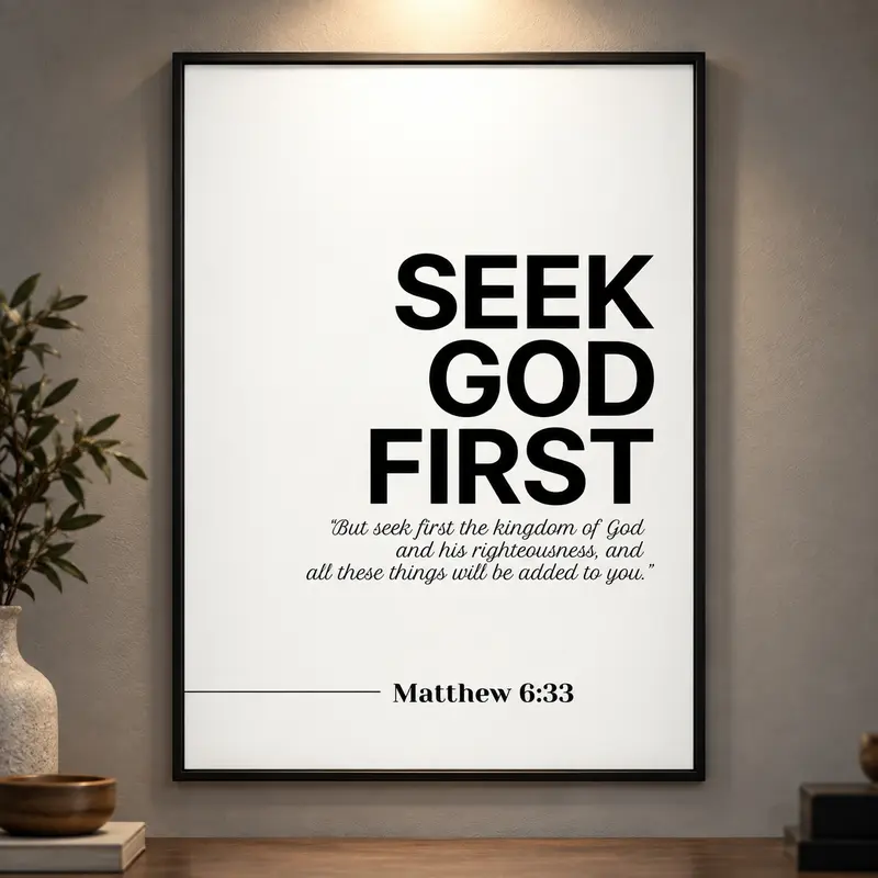 Inspirational 'Seek God First' Wall Art – Motivational Bible Verse Canvas Print