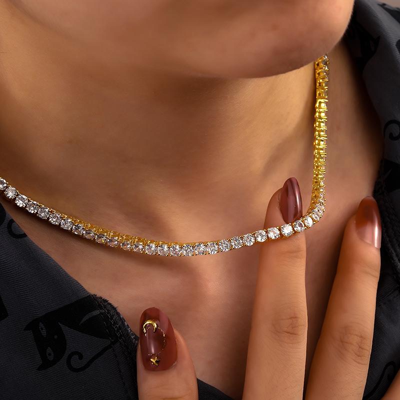 【#N13】5mm  925 Sterling Silver D VVS Synthetic Moissanite Tennis Necklace For Women Chain Fine Jewelry