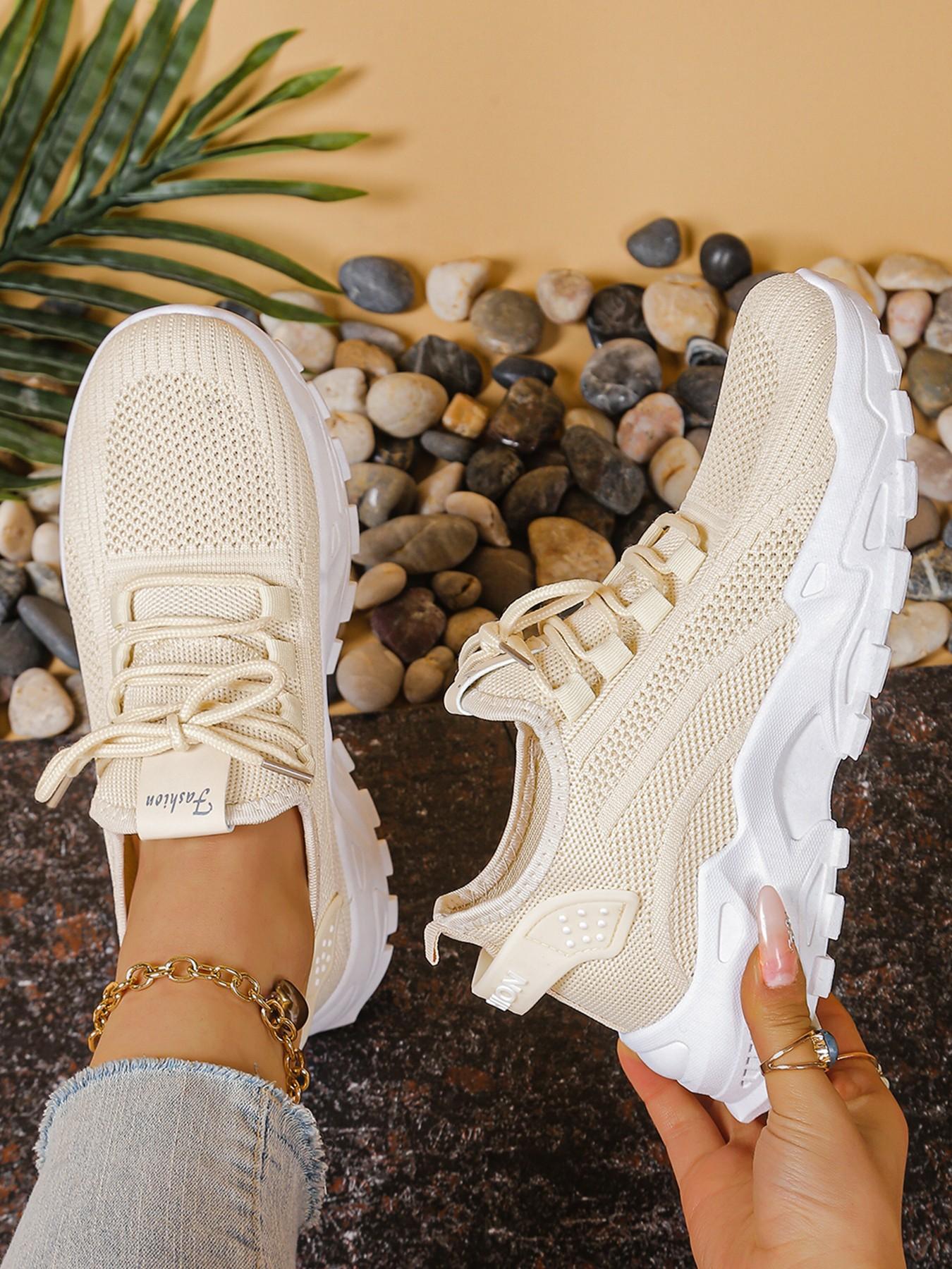 Comfortable Large size Women's white shoes  summer mesh lace sneakers, low-top Breathable running shoes | travel and vacation leisure