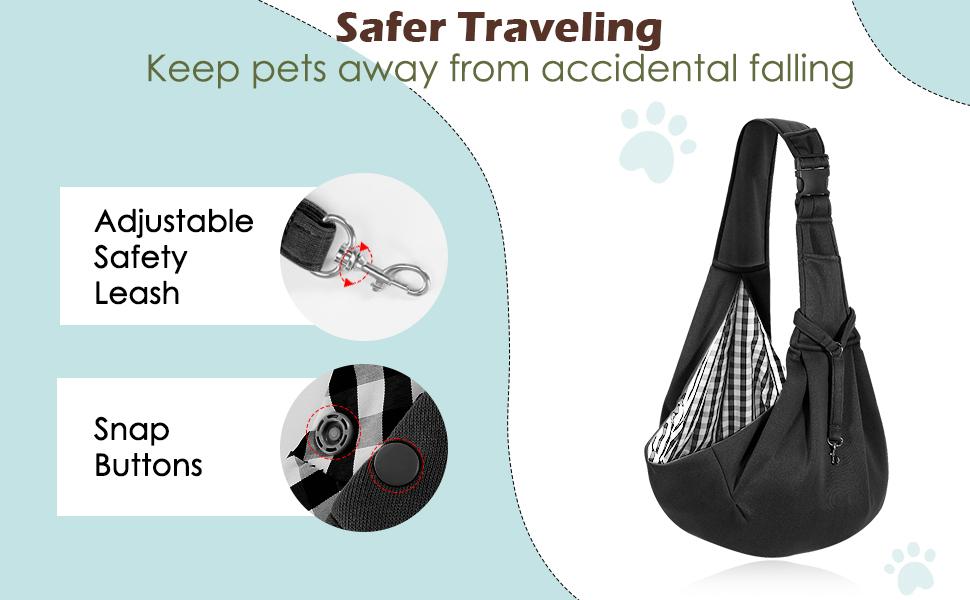 Pawaboo Pet Carrier Sling - Thick Padded Adjustable Shoulder Strap Pet Carriers for Small Dogs And Cats, Puppy Carrier Purse for Pet Cat with Front Zipper Pocket Safety Belt Machine Washable