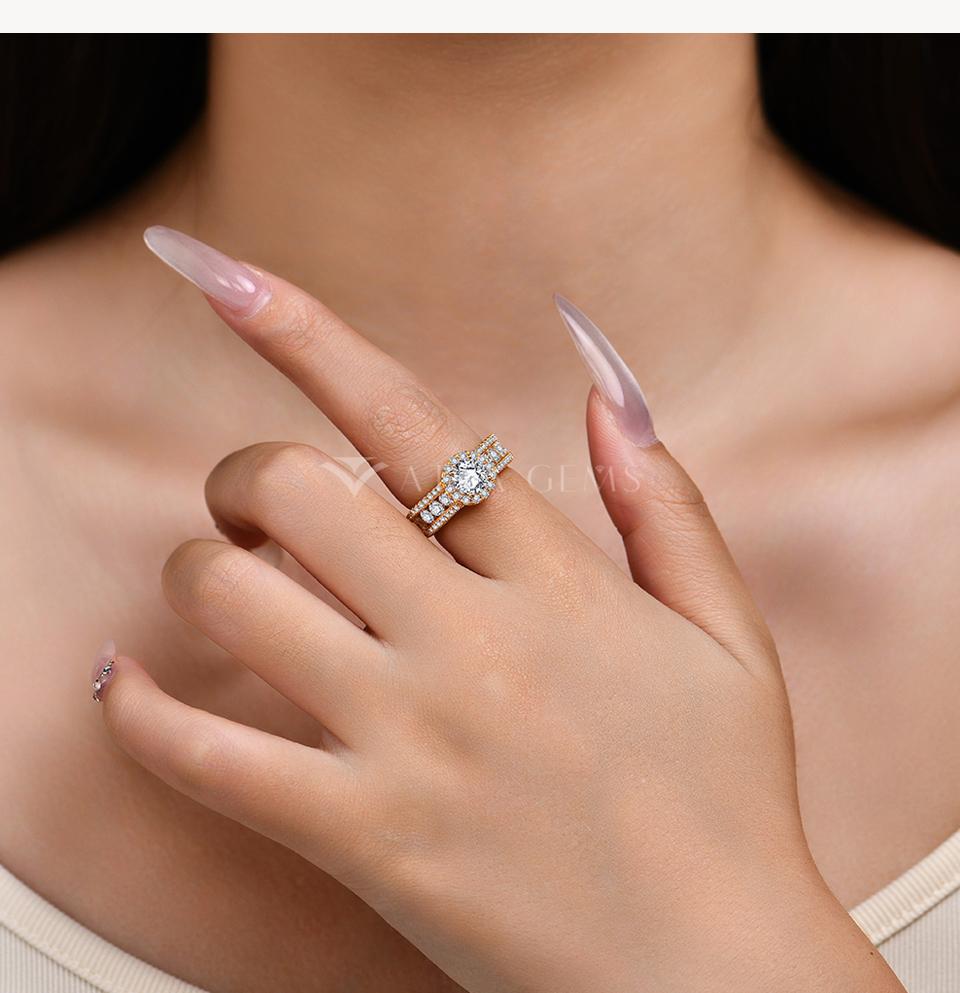 New Round Cut 1.0ct Full Lab-Created Moissanite Ring Engagement Promise Rings Fine Jewelry Gift for Her R241 SpringStatements