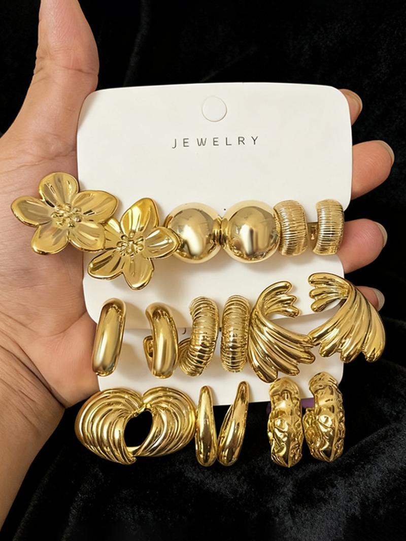 Women's Fashion Earrings Set, High Quality Earrings, C-Shaped Water Drop Design, Multiple Styles & Colors, Perfect for Daily Wear & Gift Ideas