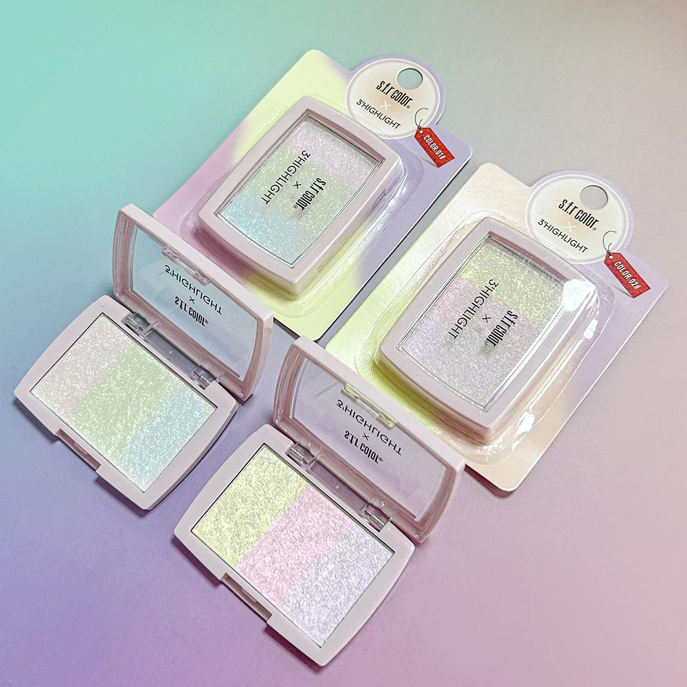 Multifunctional Three-Color Highlighter for Cheeks, Waterdrop Finish Korean Makeup, Brightening Face Illuminator, Beauty Essential