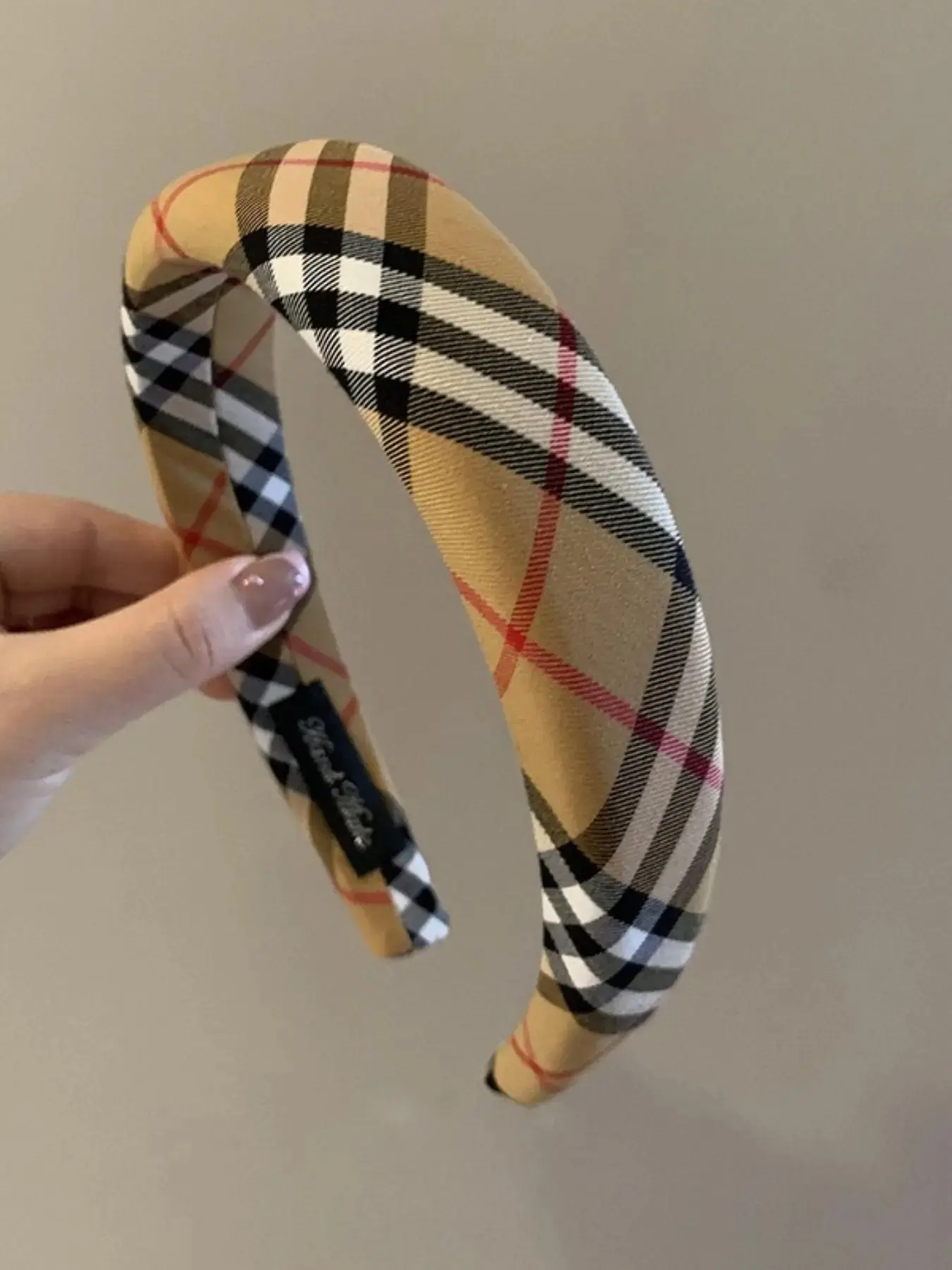 British Style Plaid Hair Accessories, Thick Sponge Head Bands, European Classic Grid Fabric, Chic Daily Headwrap, Fashionable Headbands