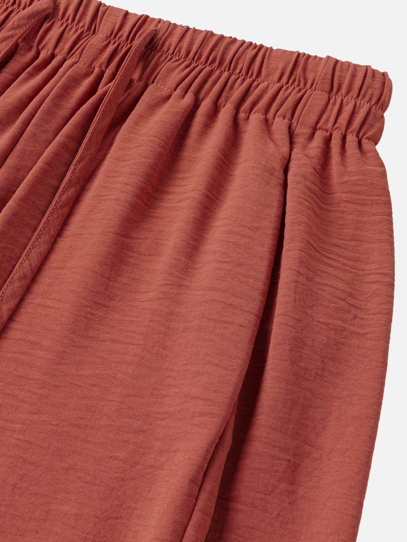 Women's Casual Pocket Elastic Waist Long Pants, Lace Patchwork Bottoms, Asymmetrical Hem, Summer Loose Wide-Leg Pants, Womenswear