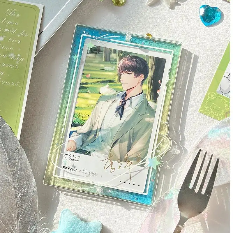 Starry Galaxy Acrylic Card Frame Badge Storage Case for 3.5" Instax Photo Display Anime Fans Postcard Collectibles
