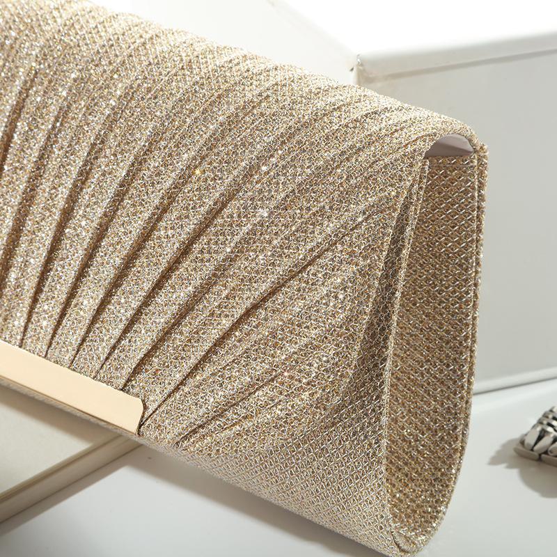 FringeFlutterSparkly Sequin Evening Bag | Pleated Chain Clutch for Prom, Wedding & Date Night