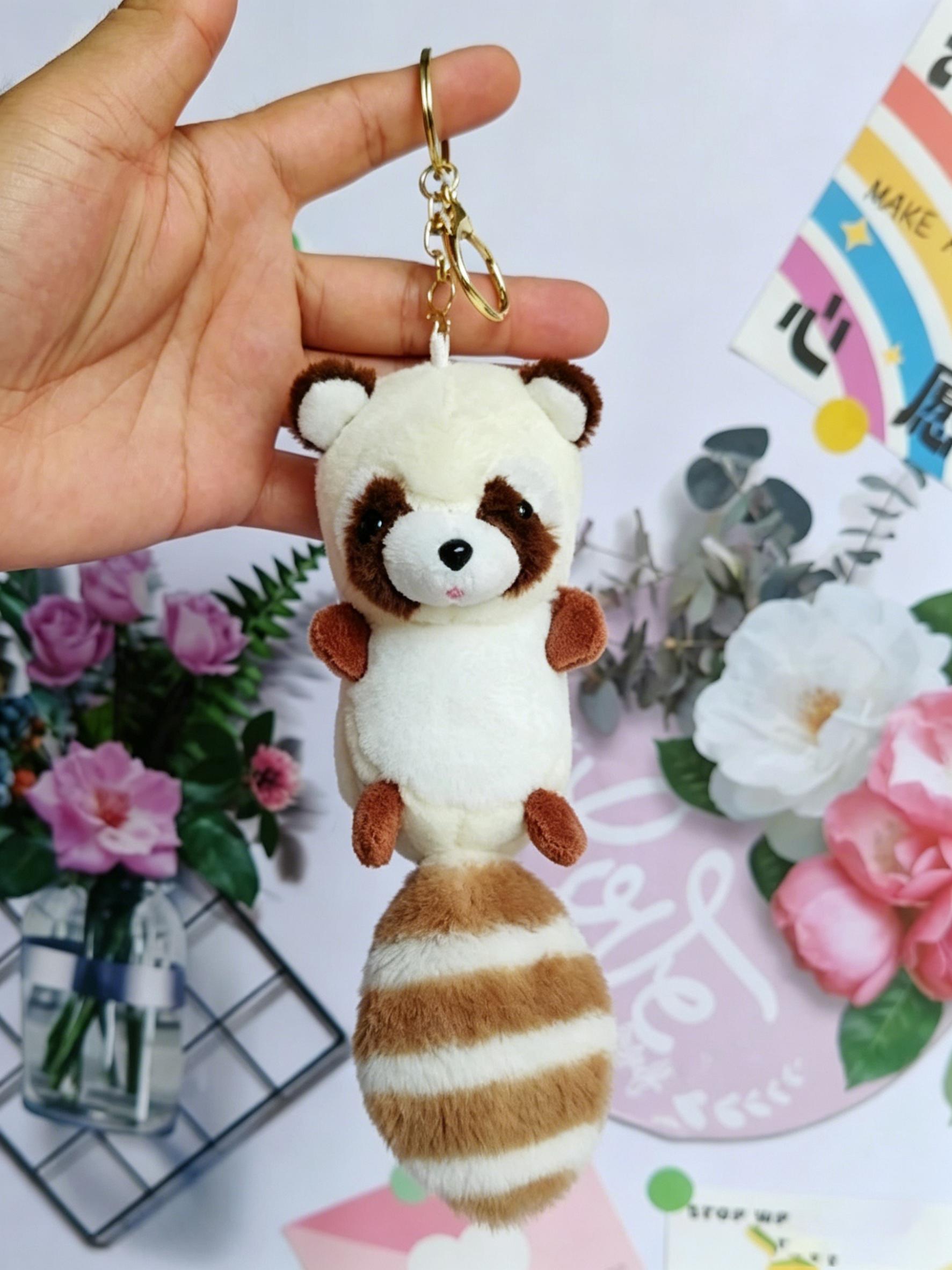 Cute Long-Tailed Raccoon Plush Toy, Wholesale Couple Student Bag Charm, Gumball Machine Small Gift, Adorable Stuffed Animal