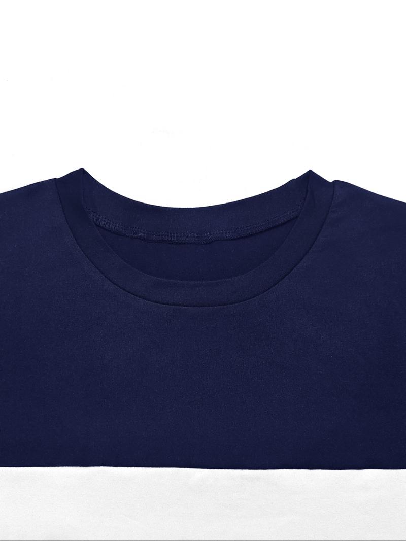 Women's Colorblock Print Two-piece Set, Casual Fashion Cozy Round Neck Tee & Skirt for Daily Outdoor Wear, Women Clothing for Spring Fall, Casual Matching Set