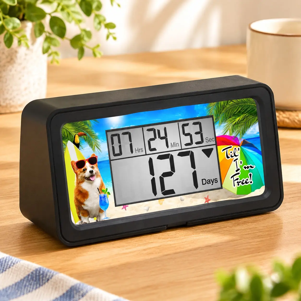 Digital 9999 Days Countdown Clock Timer with Backlight - Track Retirement, Wedding, Christmas, Vacation & All Calendar Events - Dog Collection (Black, 8 Frames)Gift