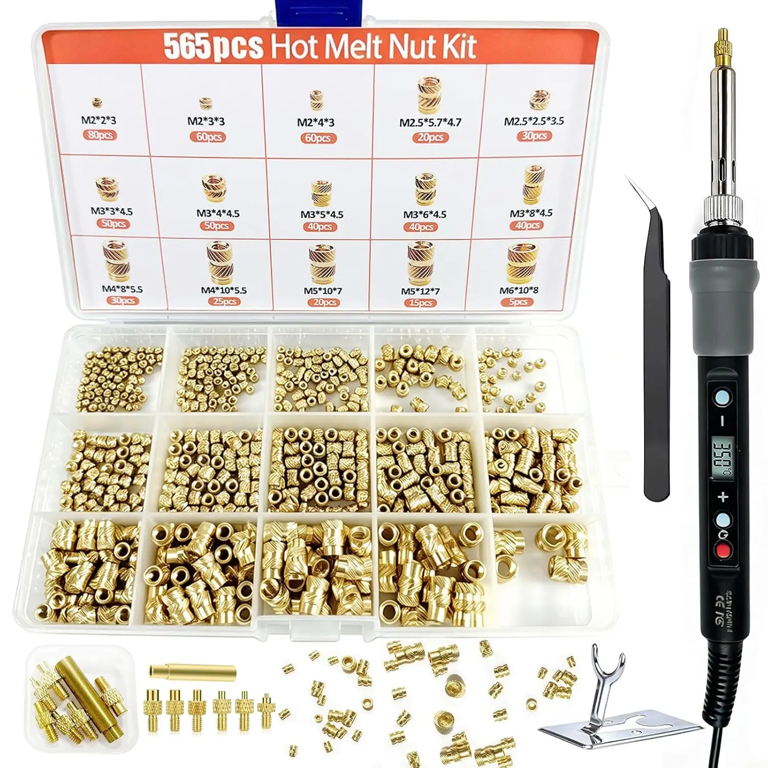 Threaded Inserts Set Heat Set Inserts with M2 M2.5 M3 M4 M5 M6 Insert-Tip