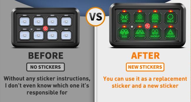Nilight 120PCS Switch Panel Stickers Multifunction Button Stickers for 6/8 Gang Switch Panel Label Decal for Circuit Panel Cars Marine Boats RV Truck Vehicle Text Sticker Dashboard multifunction lights vehicle lighting