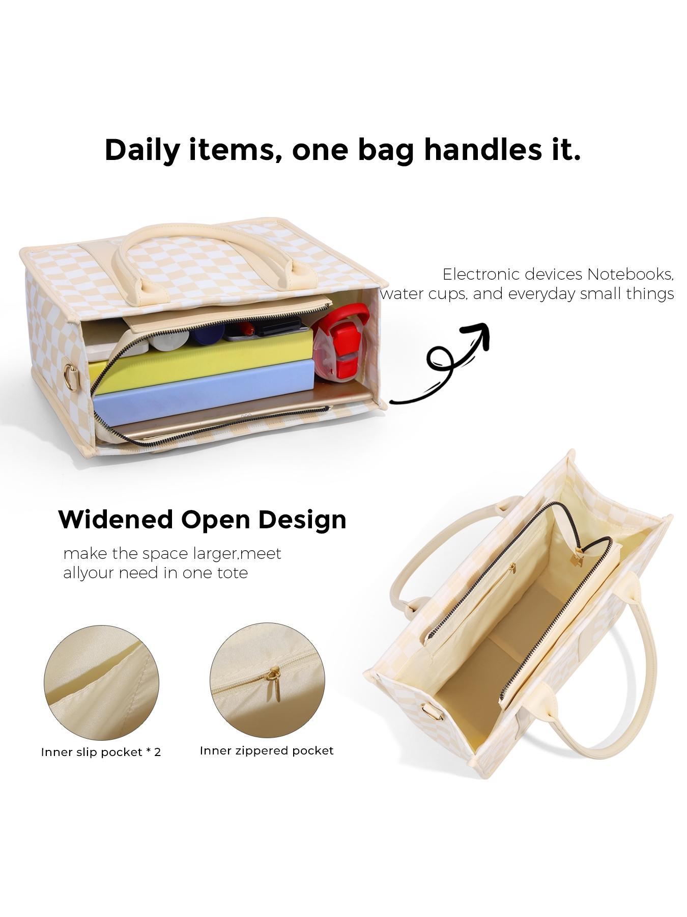 Checkerboard Pattern Tote Bag, Fashionable Canvas Classic Shoulder Bag for Women, Casual Trendy Versatile High-quality Daily Commuting Bag, Girl Fashionable Shopping Bag