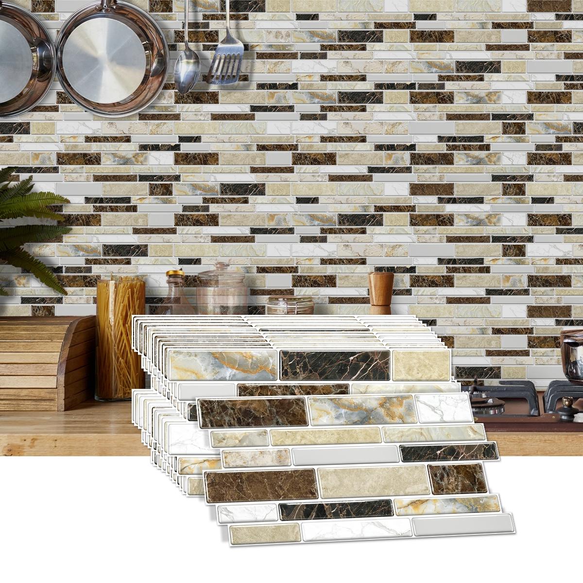 Simulation Marble Splicing Models Tile Wall Stickers, Self-Adhesive Waterproof Wallpaper, Bathroom & Kitchen Wall Decoration