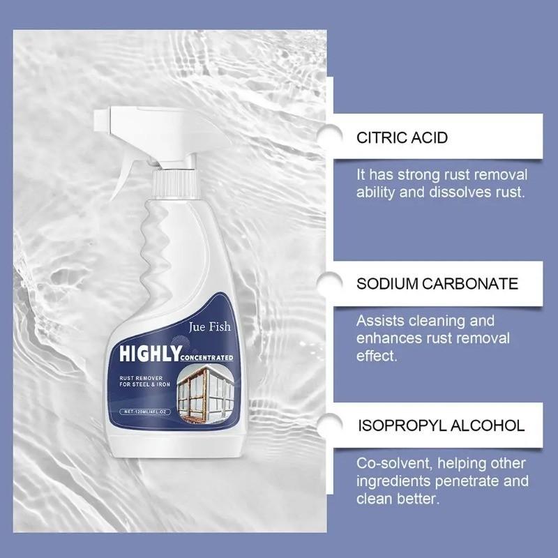 120ml Powerful Rust Remover Spray Fast Acting Rust Dissolver & Anti-Rust Coating for Metal, Car Tools Multi-Surface Cleaner