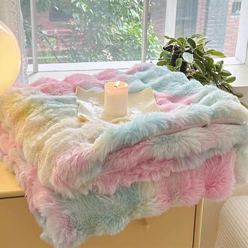Tie Dye Fluffy Plush Blanket, 1 Count Colorful Soft Warm Throw Blanket, Bedding Supplies for Home, Camping, Dormitory, Office, Travel, Bedroom Decor, Multipurpose Use