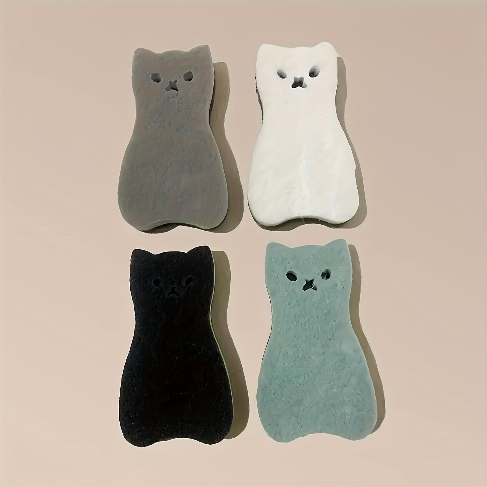 Cute Cat-Shaped Kitchen Sponge Set, Multi-Functional Durable Cleaning Brush, Light Mint Colors, Essential Kitchen Tool