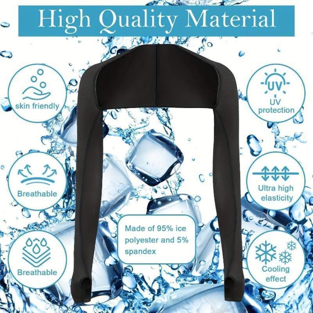 4-Piece UV Protection Sun Cooling Cape & Compression Arm Sleeves Set, Ice Silk Summer Cooling Sleeves for Golf & Outdoor Sports, Elastic Sun Protection Arm Cuffs & Shaper