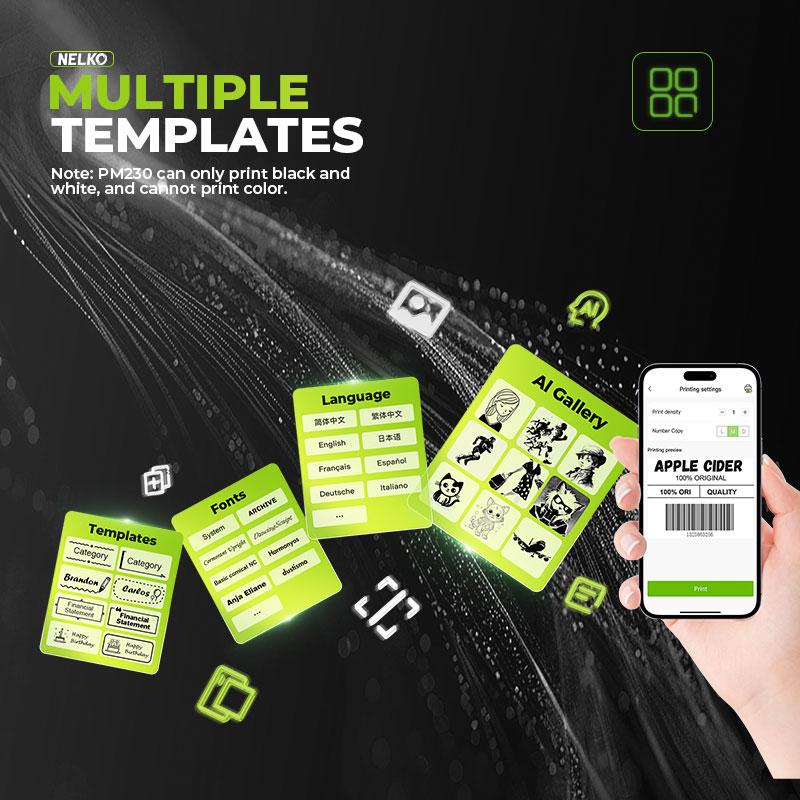 PM230 Portable Thermal Printer with 3 Rolls Paper, for DIY Creation, Study Notes, Photos，Receipts, Lists, Memos, Ideal for Valentine's Day Gift