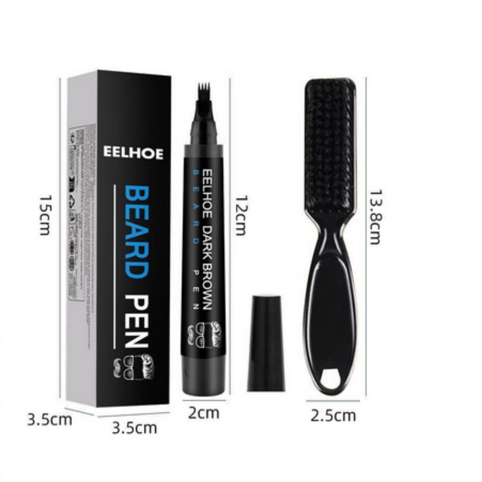 4-Tip Liquid Pen for Beard & Eyebrow-Water-Resistant, Natural-Looking, and Long-Lasting