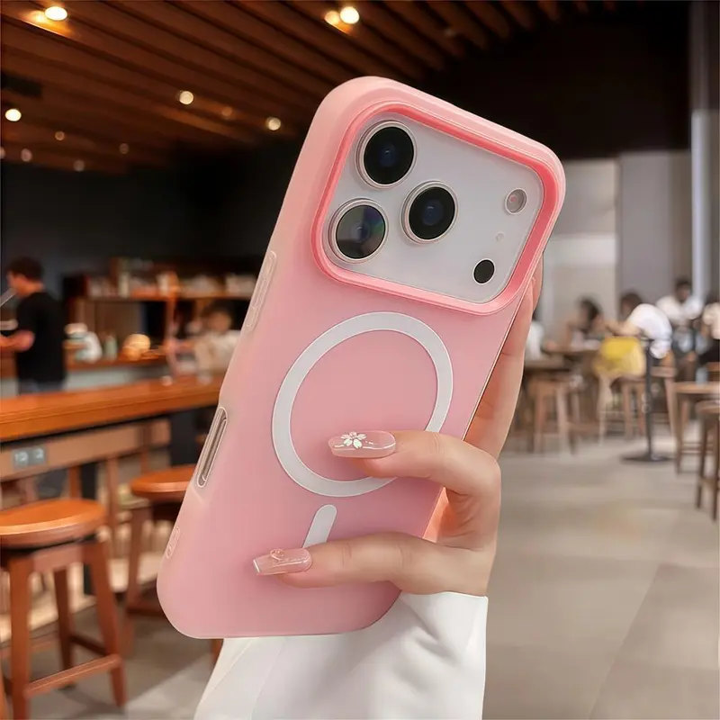 2-in-1 Magnetic Wireless Smartphone Case Accessory for iPhone 18 Pro Max, 17 Pro, 16 Max - Durable Soft TPU Casing, Lens Protector, Shockproof Anti-Drop Handheld Devices Cover (White)