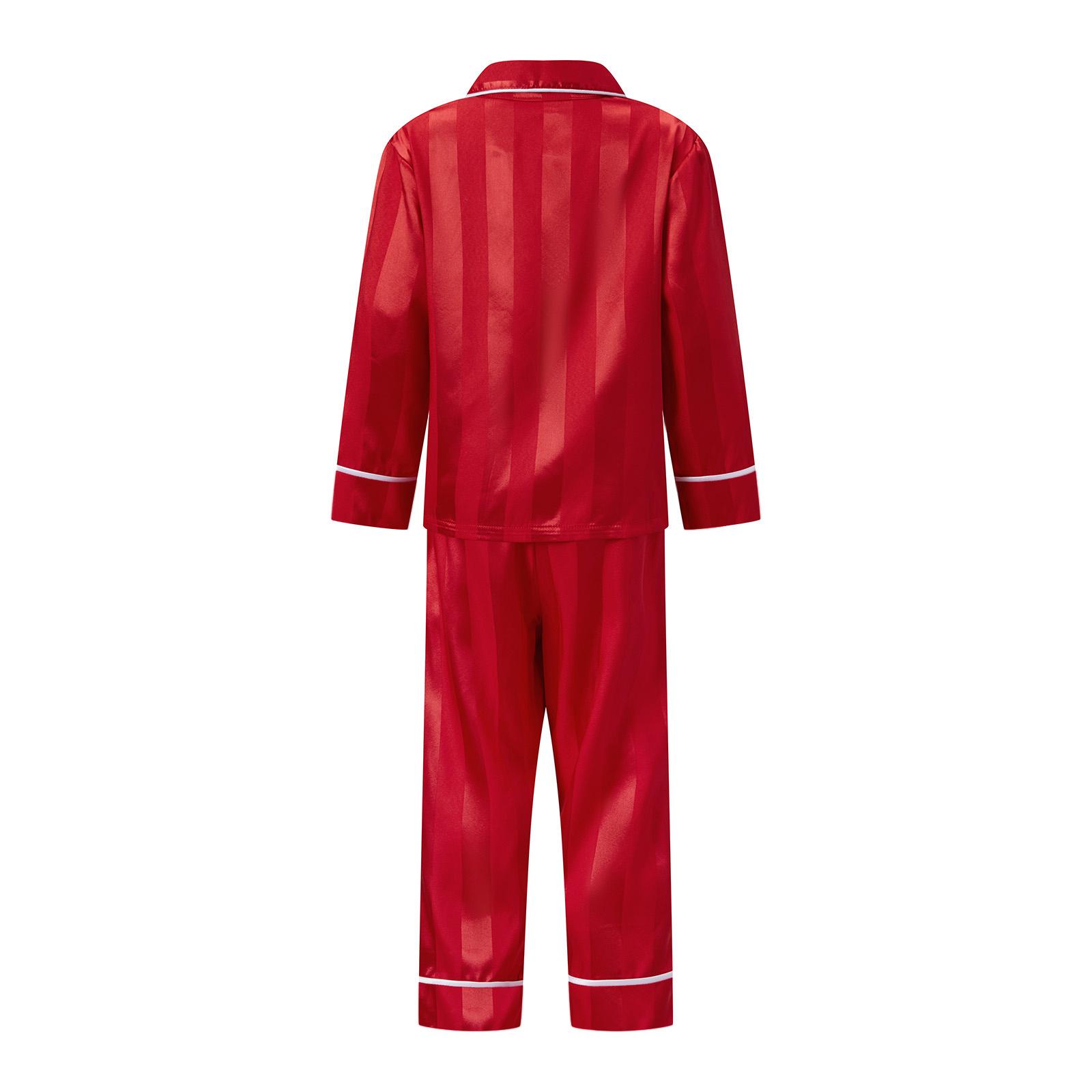 Babamoon Satin Family Christmas Pajamas Set - Soft Button-Down Long-Sleeve Striped Top & Pants Clothes, Matching Sleepwear for Couples Men Women Holiday Party