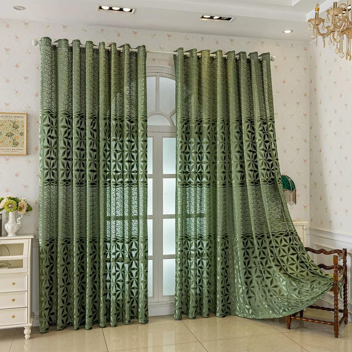 1pc Geometric Pattern Window Curtain Panel, Easy Install Curtain, Modern Grommet Privacy Curtain for Living Room, Balcony, Bedroom and Restaurant, Home Decorative