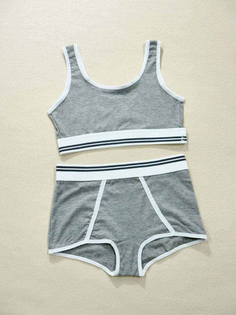 Women's Solid Wireless Bra & High Waist Panty Underwear Set, Basic Fashion Casual Breathable Comfortable Lingerie Set for Daily Wear, Underwear Set for All Seasons, Women's Underwear Set, Clothes, Casual Soft Panties