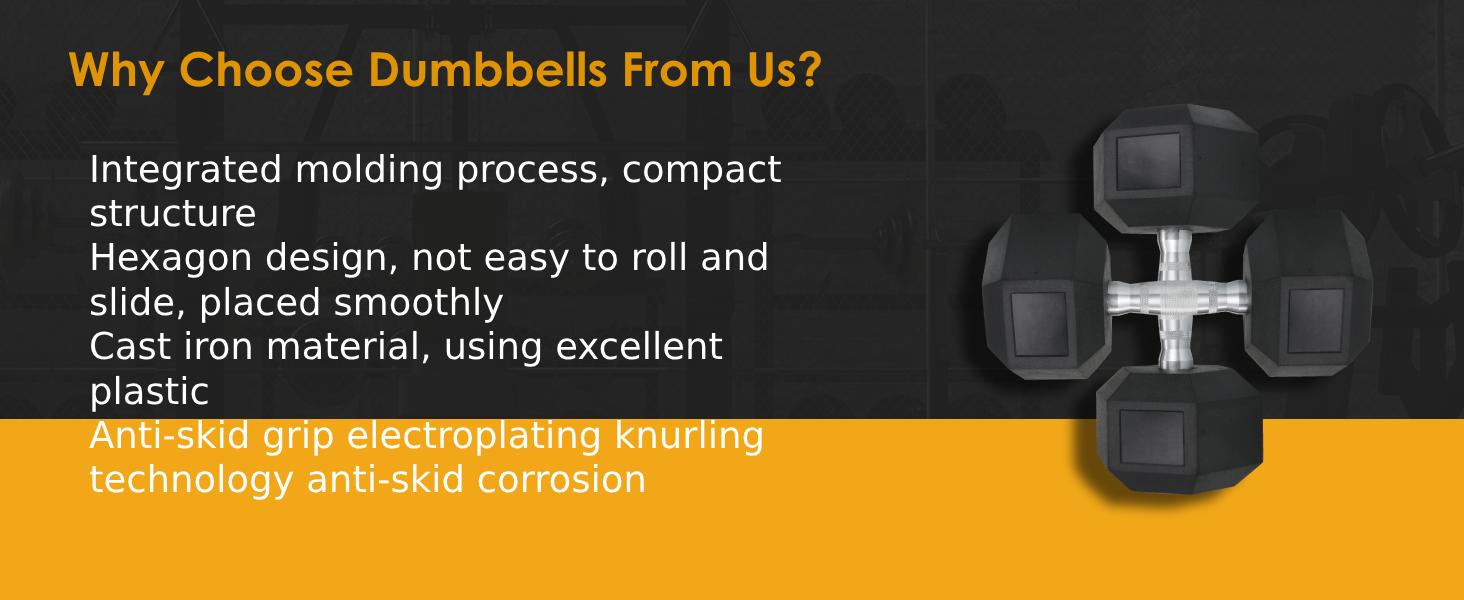 2pcs Rubber Grip Dumbbells Rubber Coated Cast Iron, with Anti-Slip Hex Black Dumbbell, Free Weights Dumbbell Set, 60lb/ 65lb/ 70lb/ 75lb dumbbell