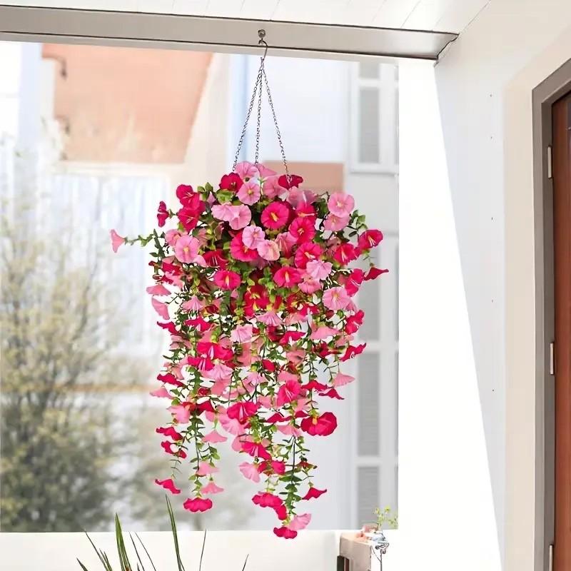 ☘️ [Lifelike Silk Petals] Elegant Pink Floral Vine | Indoor Hanging Plant - (Petals Easy To Reattach)