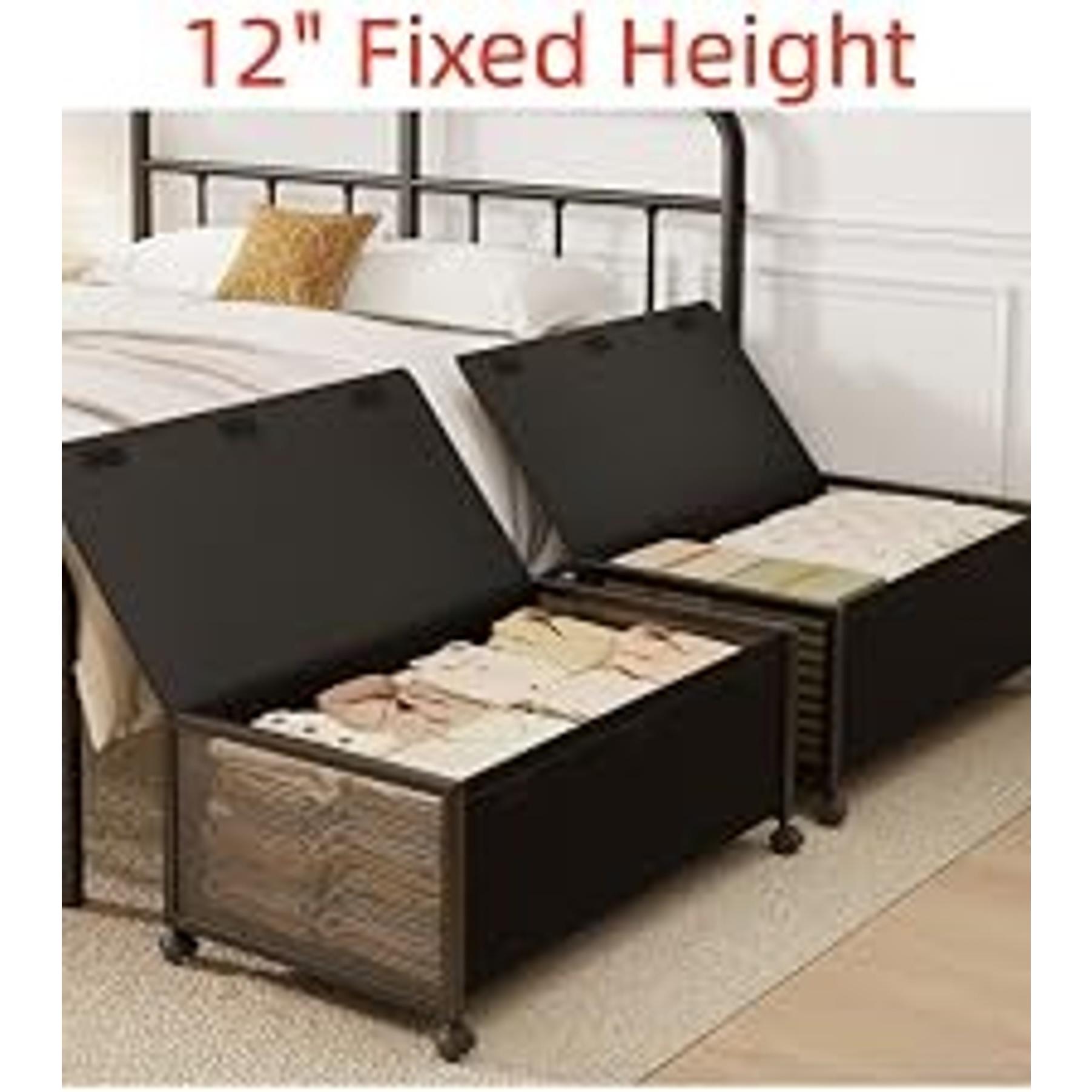 2 Pack Under the Bed Storage Containers,12 inch Height Under Bed Shoe Storage,31inch Long Underbed Storage with Wheels,Large Rolling under bed Clothes Storage Drawers with Lid for Dorm Tall,Black