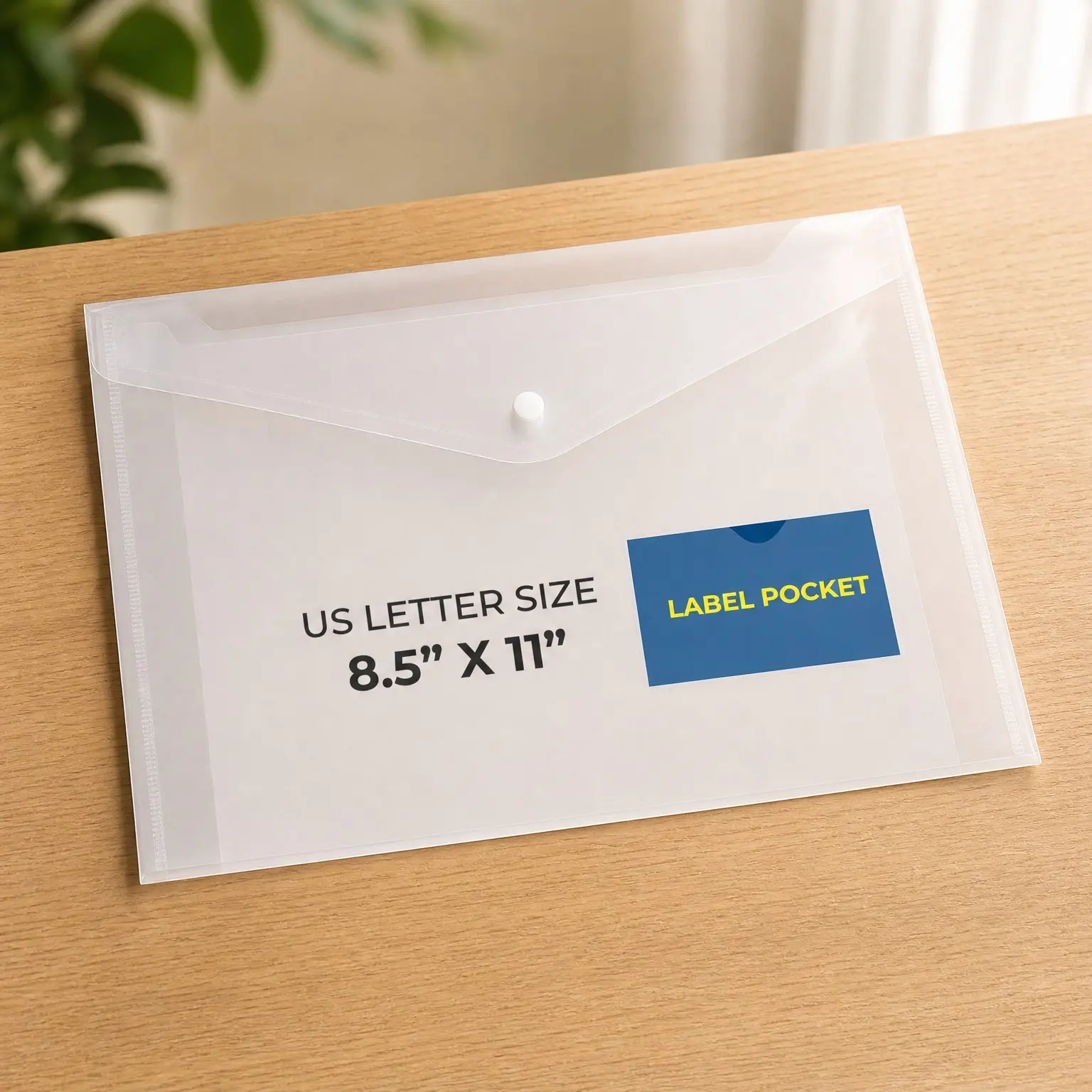 10 Pack Clear Plastic Envelopes with Snap Closure & Label Pocket, Reusable Waterproof Poly Envelopes for A4, US Letter Size, Important Document