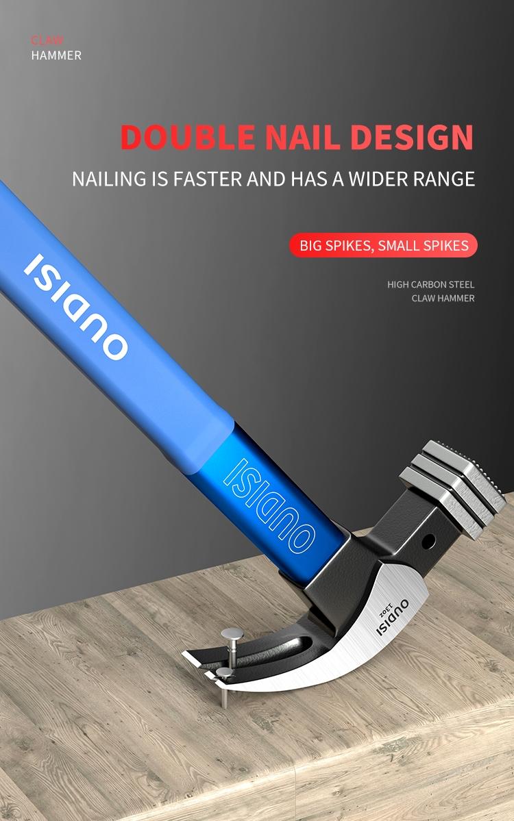 1 Multi-Function Heavy-Duty Claw Hammer Double-Sided Claw Hammer Woodworking Nail Puller Non-Slip Grip Durable and Sturdy Ideal for Woodworking, Construction, Auto Repair, Camping, Emergency Escape Industrial and Household Use Clawhammer