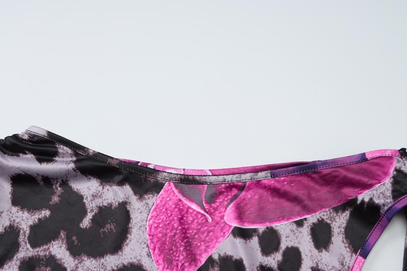 Two-piece Set Women's Floral Print One Shoulder Sleeveless Lace-up Tank Top & Bodycon Skirt, Casual lounge set, Backless Strapless Irregular Neck Crop Top Long Skirts Suits, Party Club Date Holiday Casual Outfits For Ladies Summer Clothes Wear