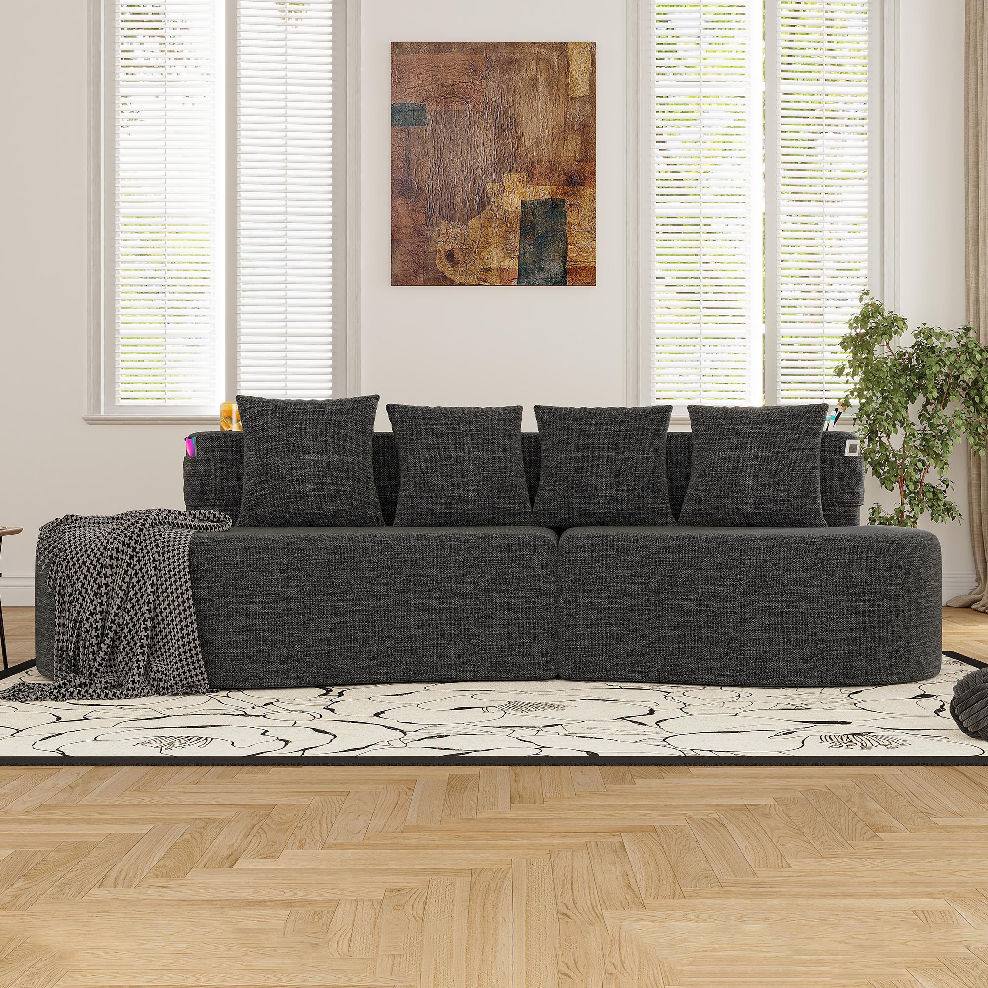 Littleox Modern Curved 3-Seat Minimalist Elegant Half-Moon Compressed Modular Sectional Couch, Sectional Couches for Living Room, Ideal for Office, Apartment, Three Seats