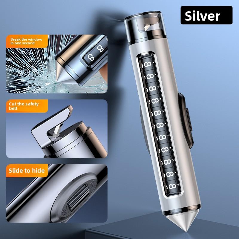 Multifunctional Car Window Breaker Parking Number Plate Ornament Temporary Car Phone Safety Hammer