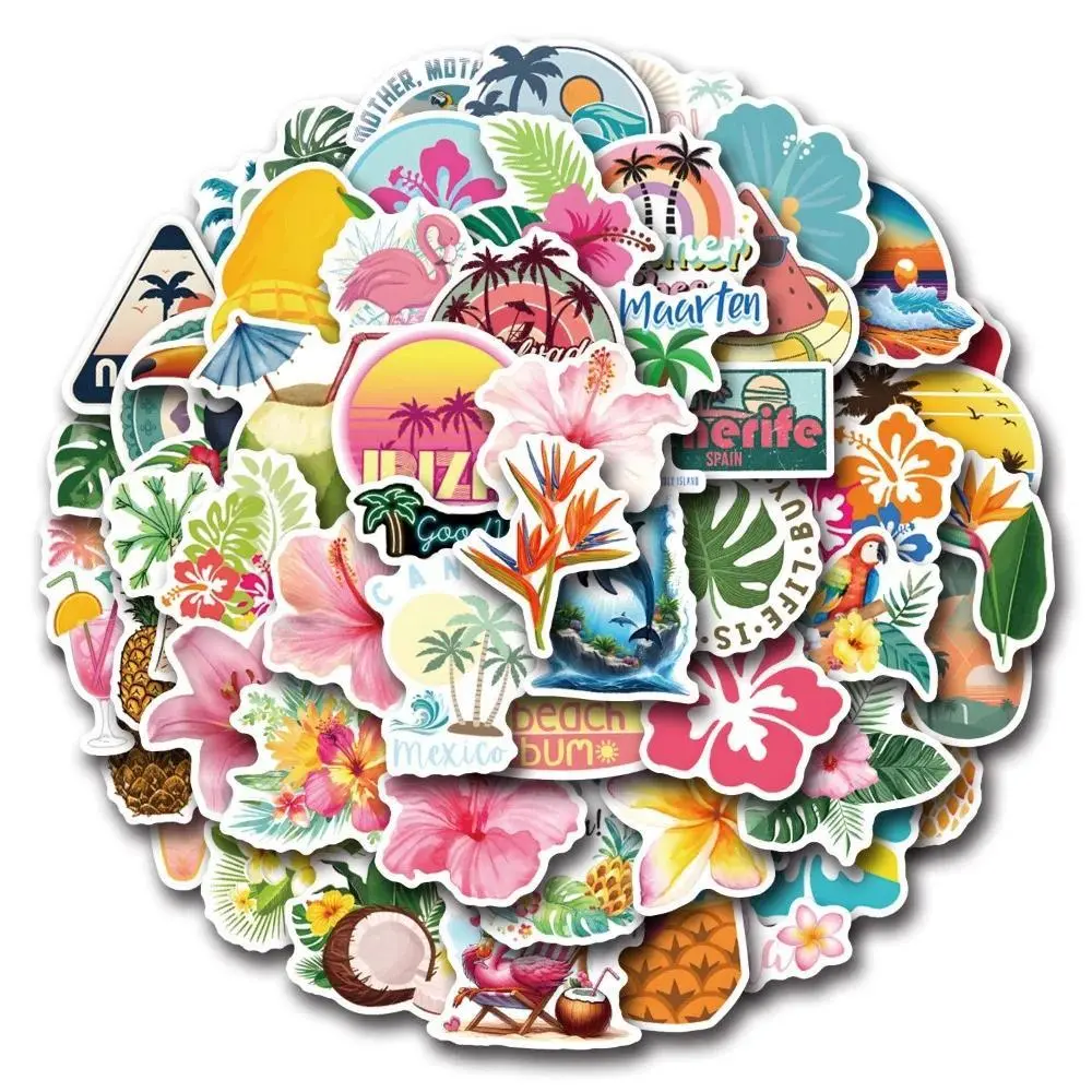 55pcs Tropical Style Personalized Graffiti Stickers Suitcase Stationery Laptop Computer Guitar Cell Phone DIY Decorate Decals