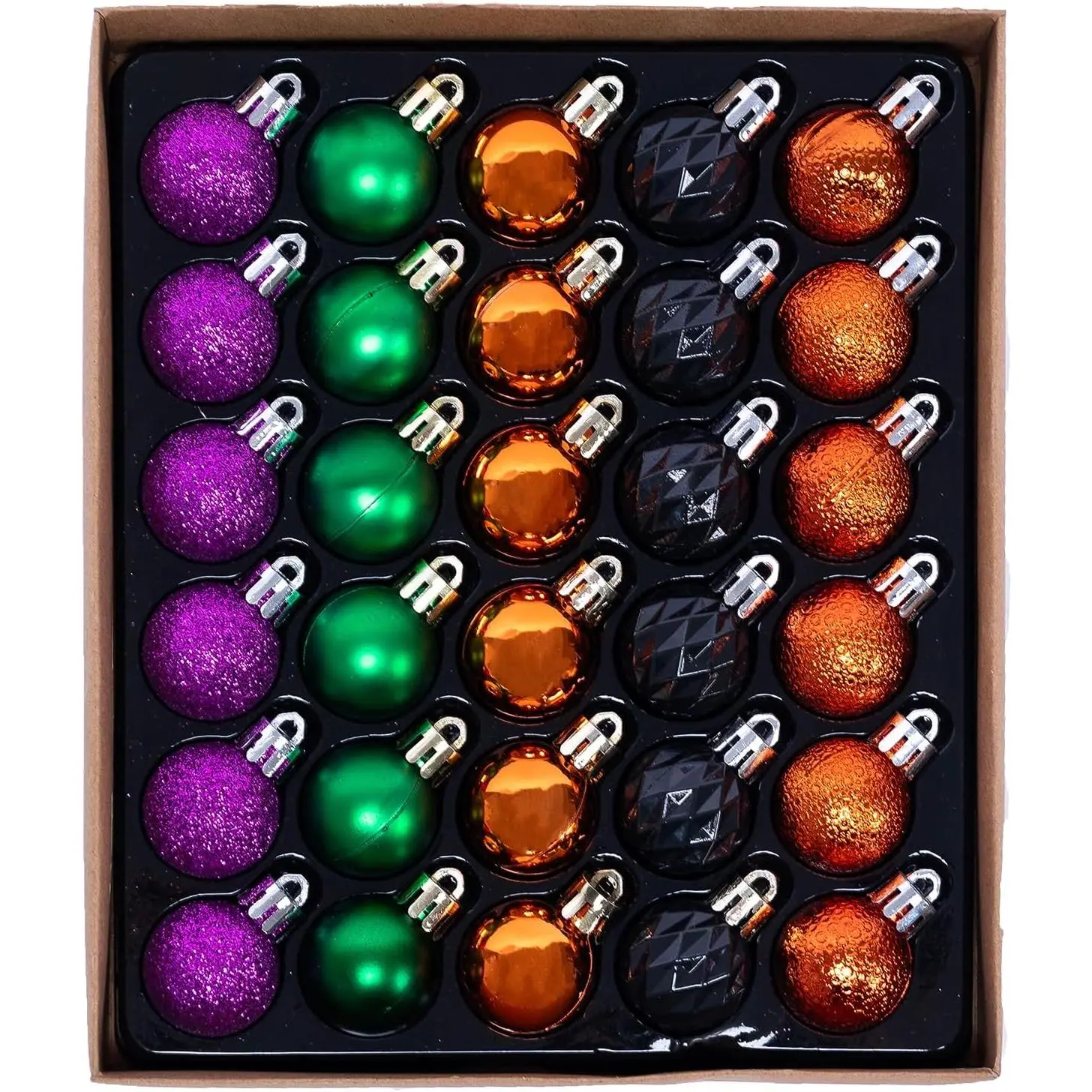 30ct 1.18 Inch Halloween Ornaments Decorations for Mini Tree | /Orange/Green/Black Shatterproof Ball Ornaments Set for Table Indoor Fall Christmas Holiday Party  Decor