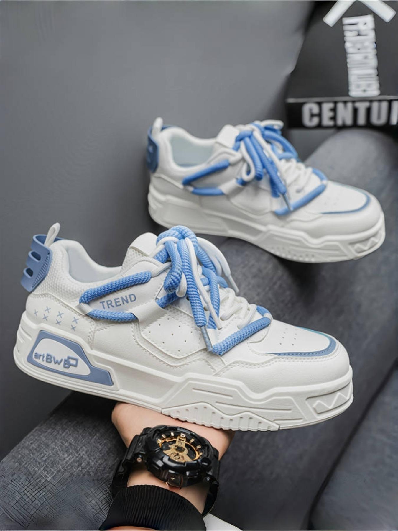 Men's Fashionable Lace Up Skateboarding Shoes, Casual Comfortable Breathable Sports Running Shoes, Male All-match Round Toe Shoes for Daily Wear, Outdoor Sneakers