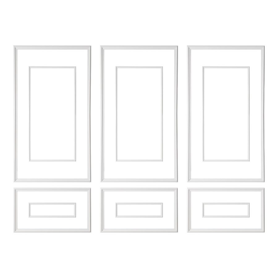 VEVOR 3-Pack Wall Molding Wainscoting Panels Kit, Dual-Line Wide-Narrow Profile, Lightweight Paintable Polystyrene, Easy-Install Accent Wall Trim for Interior Living Room, Bedroom, White