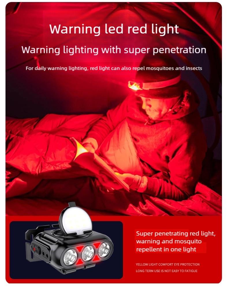 Headlamp Fishing Hat Clip Light Induction Night Fishing Lamp Long Battery Life Headband Illumination Strong Light Rechargeable Super Bright