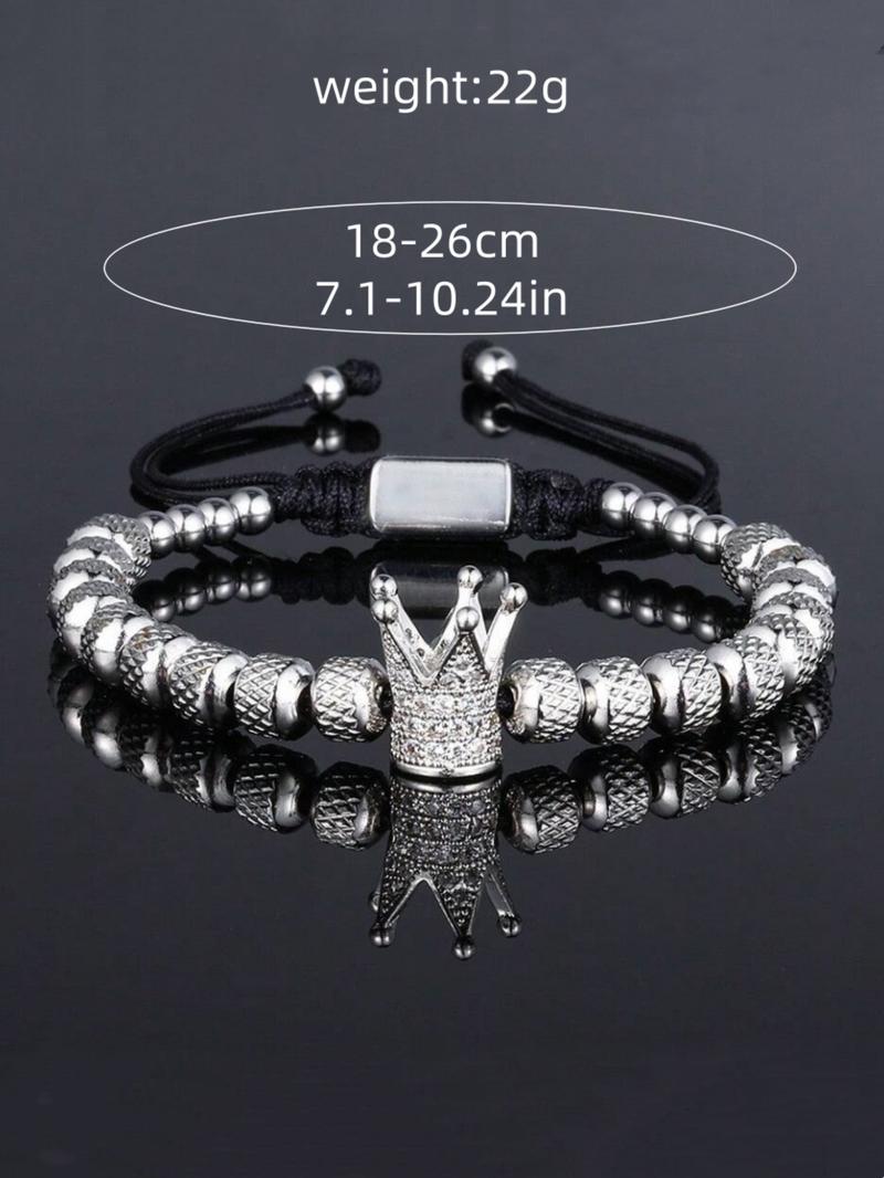 Men's Crown Decor Bracelet, Fashionable Braided Bracelet for Party, Daily Clothing Decor, Trendy All-match & Exquisite Jewelry for Birthday Gift
